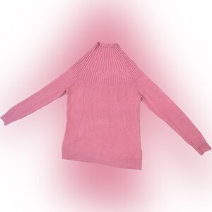 ANTHROPOLOGIE • Women’s Pink Ribbed Mock Neck Long Sleeve Sweater Size Small